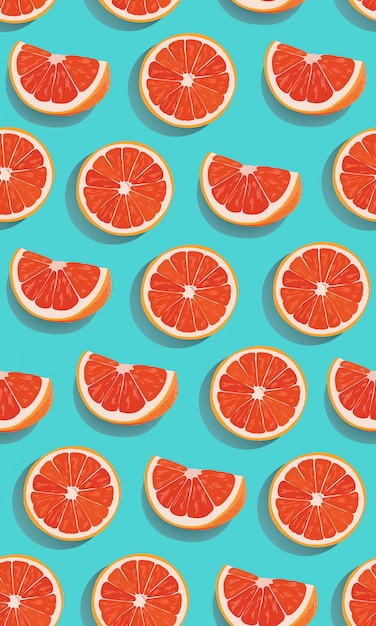 Seamless pattern slice orange fruits