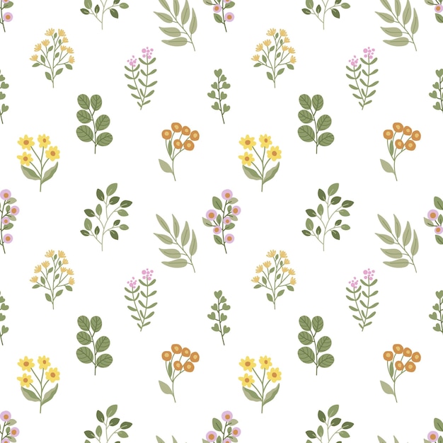 Seamless pattern in small pretty wild flowers Cute bouquets