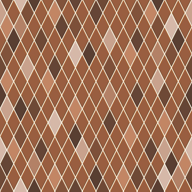 Seamless pattern of small rhombuses in brown colors with some colored rhombus