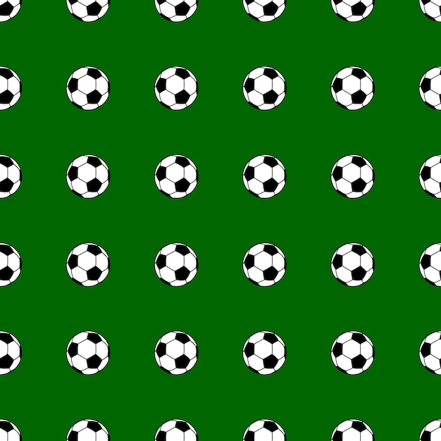 seamless pattern of small soccer balls on green background.
