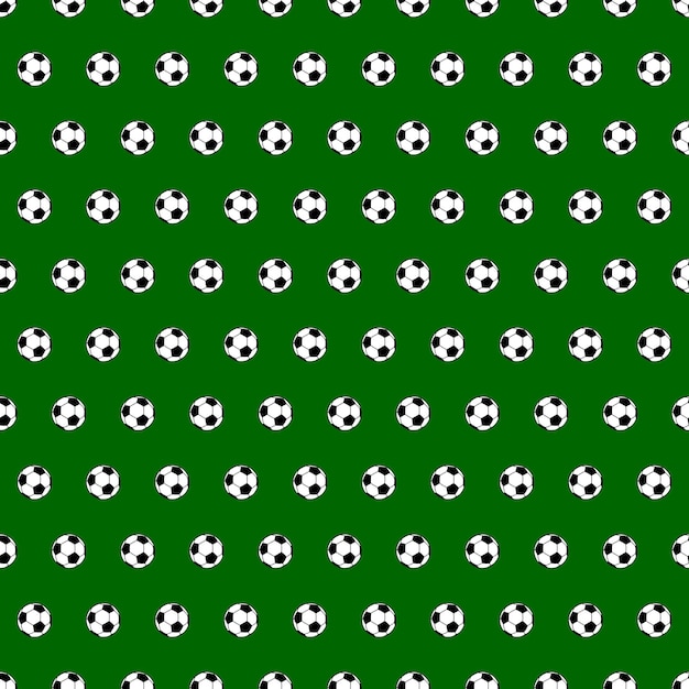 seamless pattern of small soccer balls on green background.