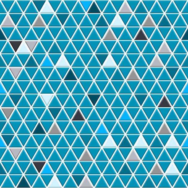 Seamless pattern of small triangles in blue colors with some colored triangles