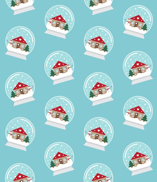 Seamless pattern of snow globes