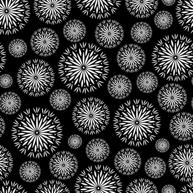 Seamless pattern of snowflakes on a black background Rasterized copy