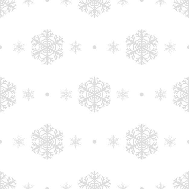 Seamless pattern of snowflakes and dots, gray on white