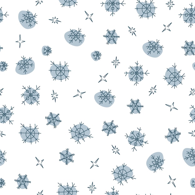 Seamless pattern of snowflakes Snowfall Festive decor A pattern of simple elements Vector illustration