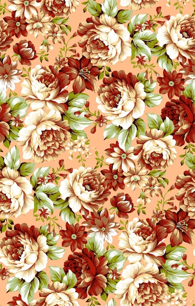 Seamless pattern of spring flower vector illustration fabric printing design textile and digital