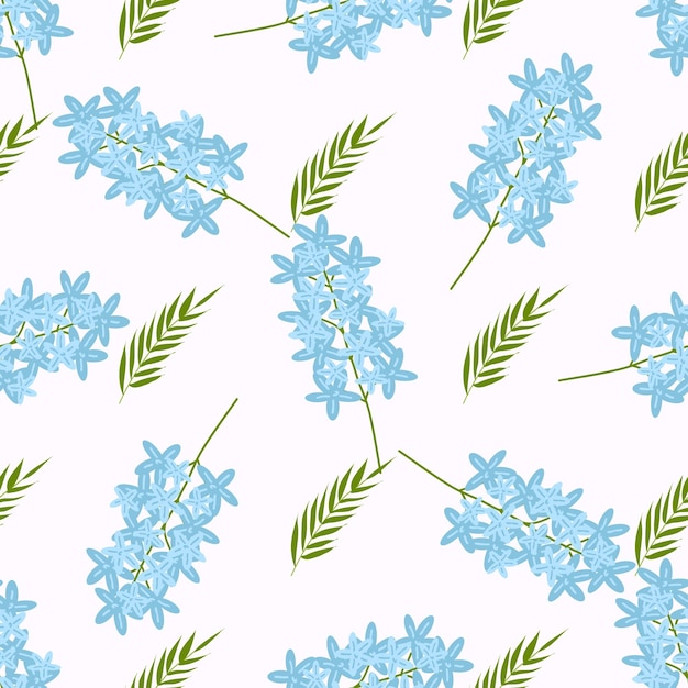 Seamless pattern of spring flowers and plants