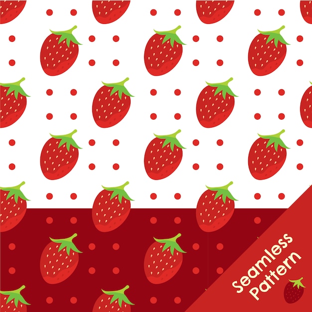 Seamless Pattern of strawberries on white and red background