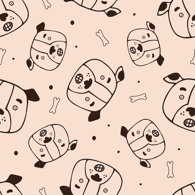 Seamless pattern in the style of doodles with dogs