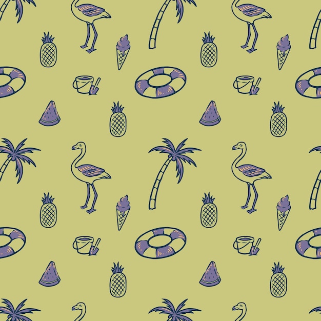 Seamless pattern summer illustrated