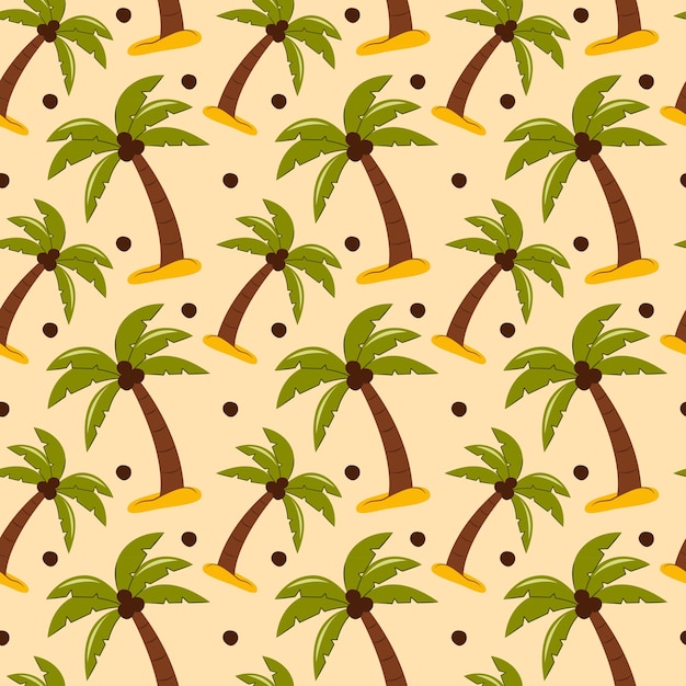 夏の熱帯のヤシの木のシームレスなパターン ベクトル イラスト
