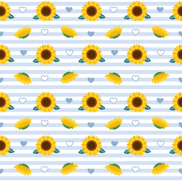 The seamless pattern of sunflower and leaf on background.