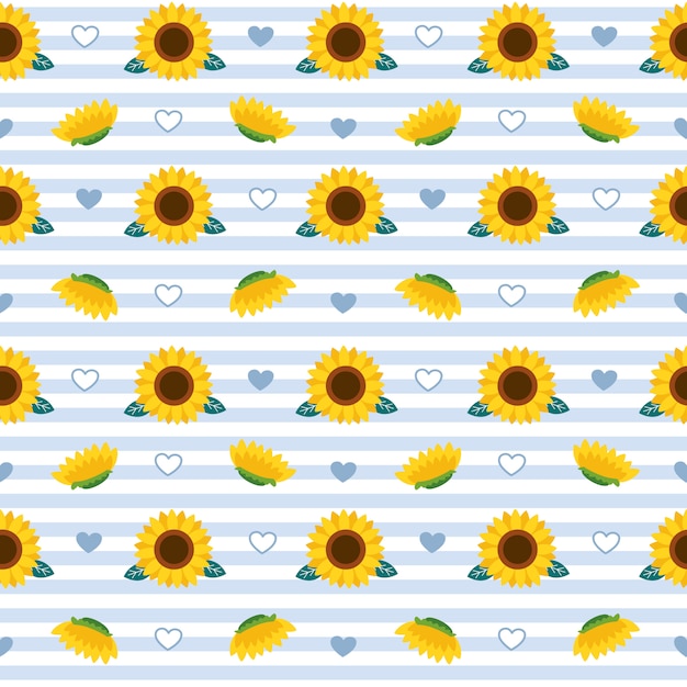 Vector the seamless pattern of sunflower and leaf on background.