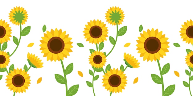 Il modello senza cuciture di girasole e foglia