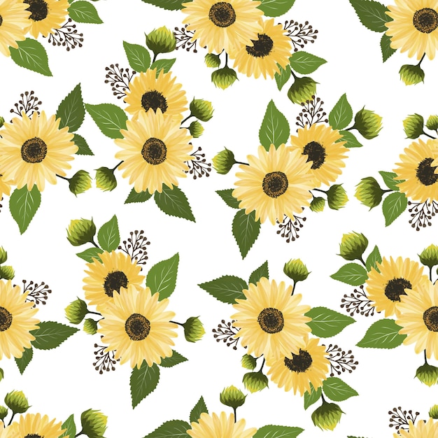 seamless pattern of sunflower