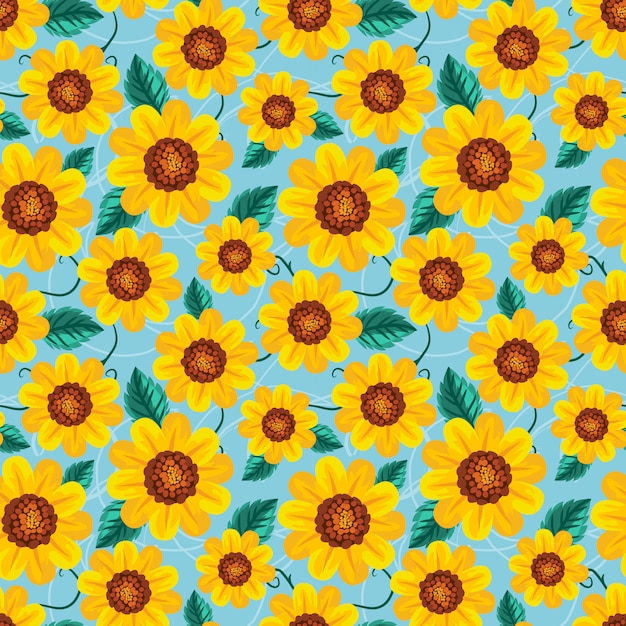 Vector seamless pattern sunflower