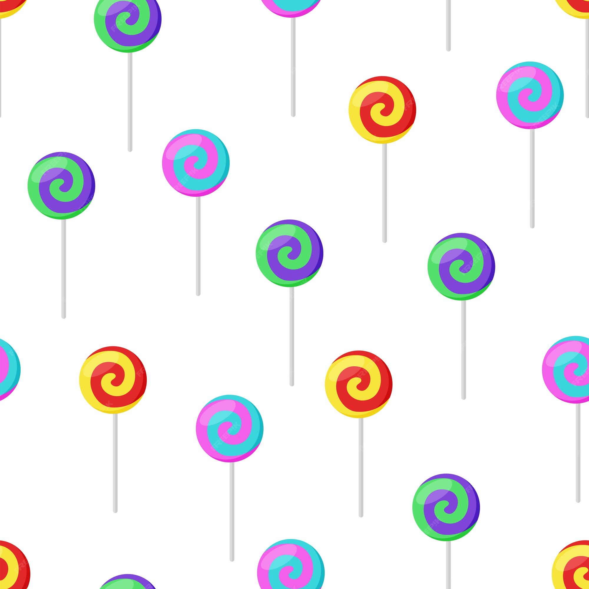 Premium Vector | Seamless pattern sweet candy lollipops on a stick