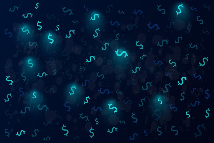 Vector seamless pattern of the symbols of pepetition tranding finance dollar currency