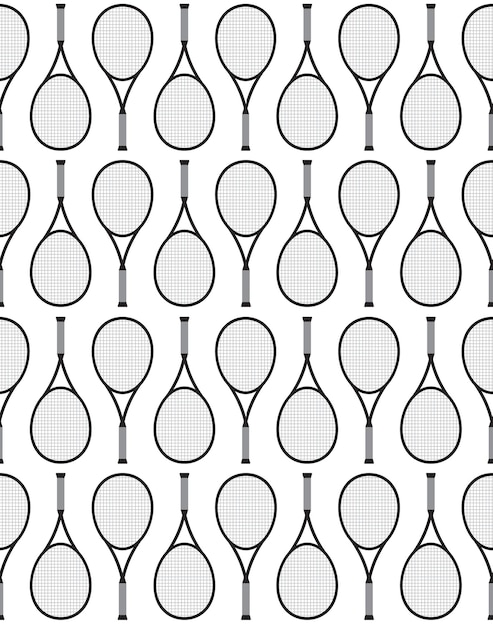 Seamless pattern of tennis racket in flat style