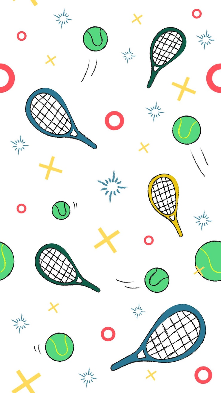 Vector 白い背景とのシームレスなパターン テニス スポーツ シームレスな壁紙 フラット ベクトル イラスト