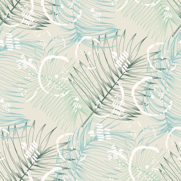 Seamless pattern texture of Hawaii palm tree illustration design hand draw Tropical pattern with palm tree Textile print wallpapers wrapping