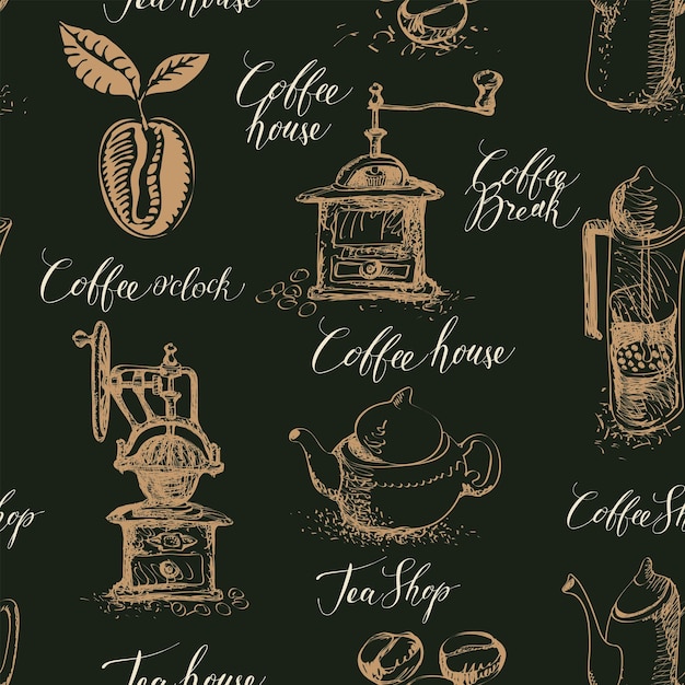 Seamless pattern on the theme of coffee