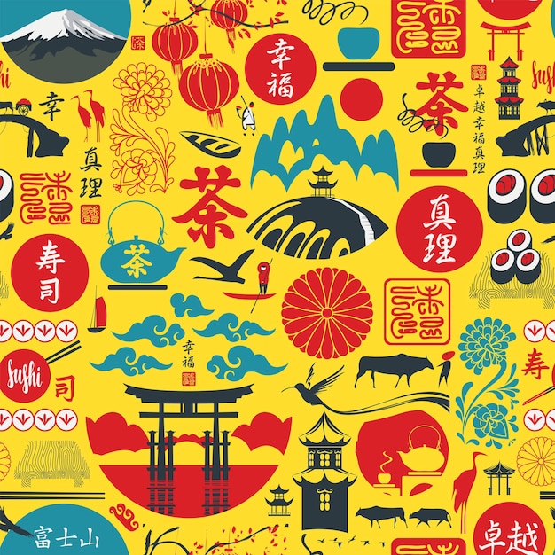 Vector seamless pattern on the theme of japan
