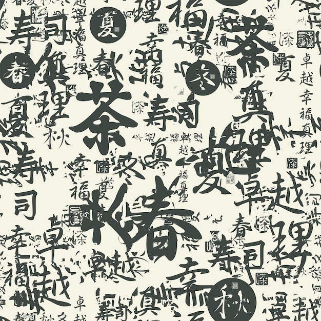 Seamless pattern on the theme japanese or chinese characters