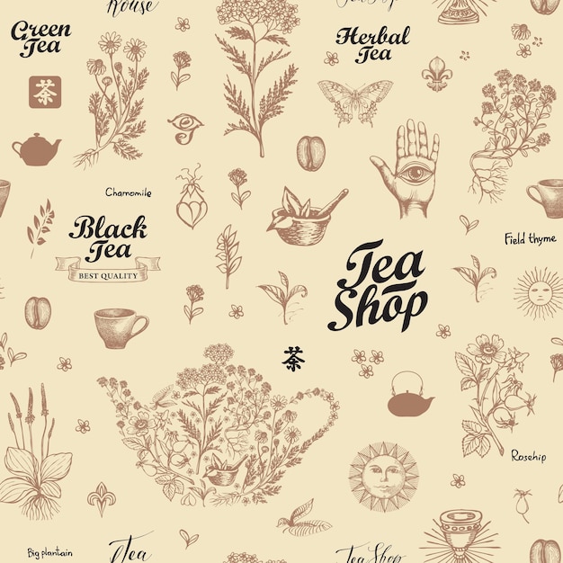 seamless pattern on the theme tea