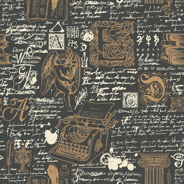 seamless pattern on the theme of writers