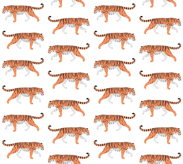 Seamless pattern of tigers