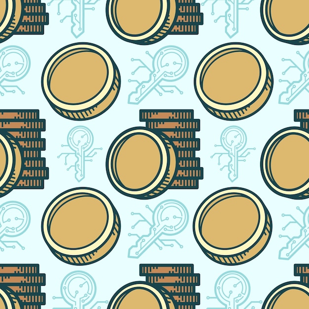 Seamless pattern token coin cartoon