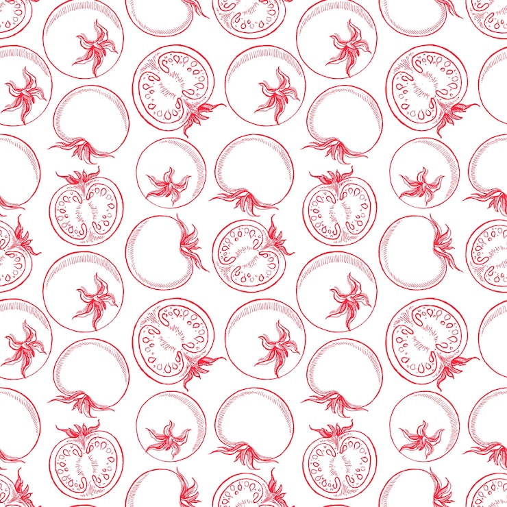 Vector seamless pattern of tomatoes. hand-drawn illustration