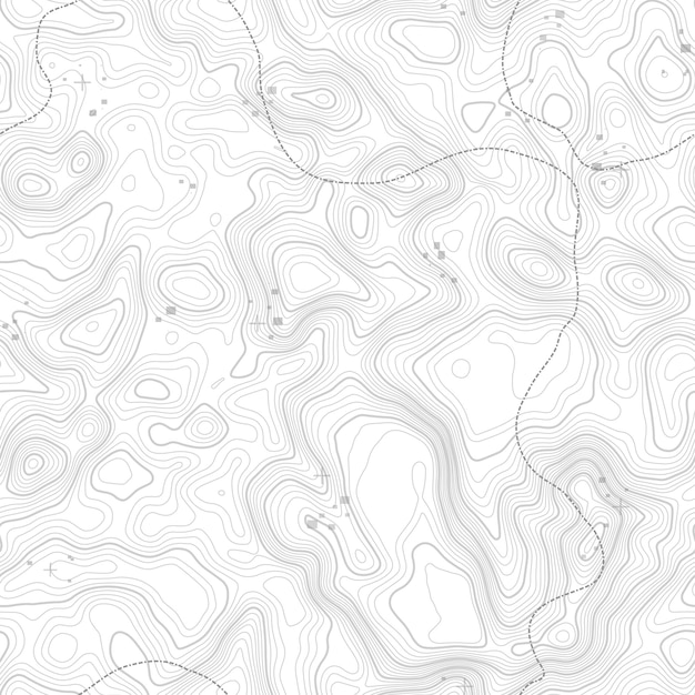 Vector seamless pattern topographic map background with space for copy seamless texture line topography map contour background geographic grid mountain hiking trail over terrain