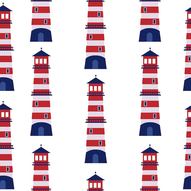 Seamless pattern of towers The navigation object is a lighthouse