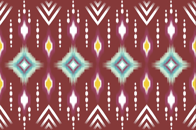 Seamless pattern traditional ethnic pattern on red background aztec abstract vector pattern