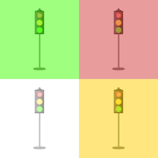 Vector seamless pattern of traffic lights on colorful squares colorful vector illustration