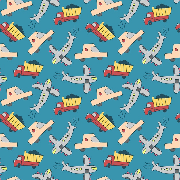 Vector seamless pattern transport seamless pattern with transport icons