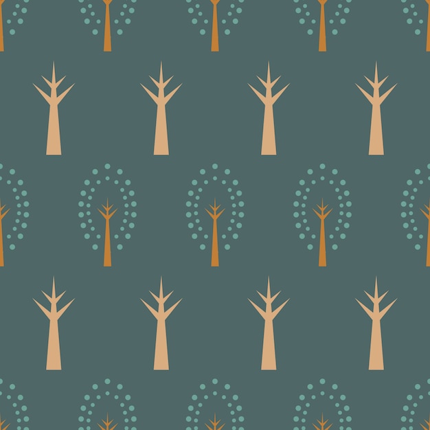 Vector seamless pattern of tree and branch,forest theme