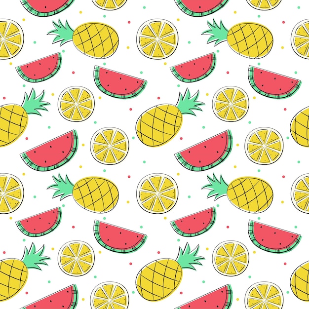 seamless pattern tropical fruit isolated
