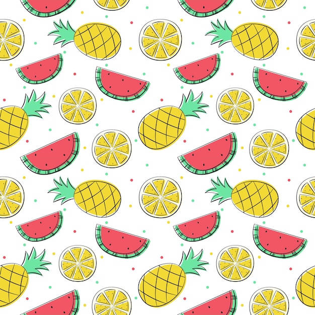 Seamless pattern tropical fruit isolated