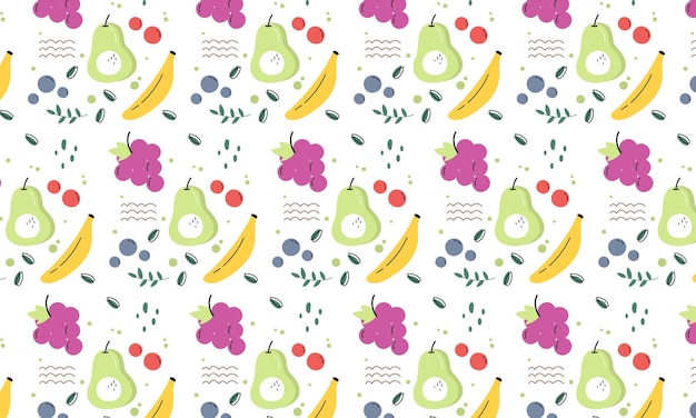 Seamless Pattern of Tropical Fruits Vector