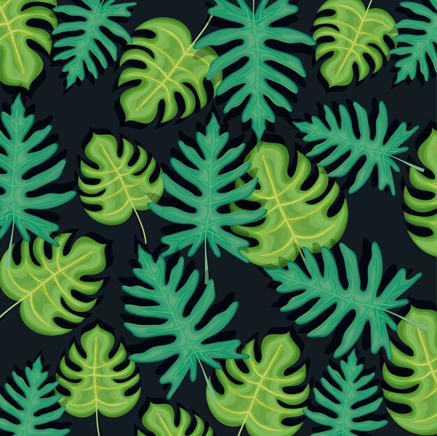 Seamless pattern tropical leaves background