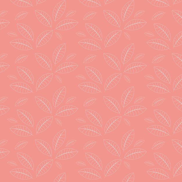 Seamless pattern of tropical leaves on  pink background.