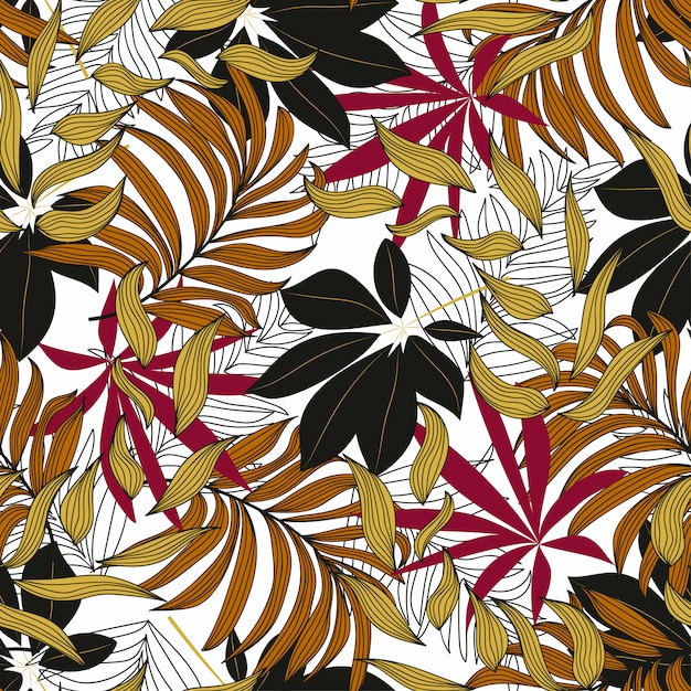 seamless pattern tropical leaves 