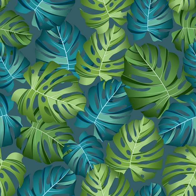 Seamless pattern tropical leaves