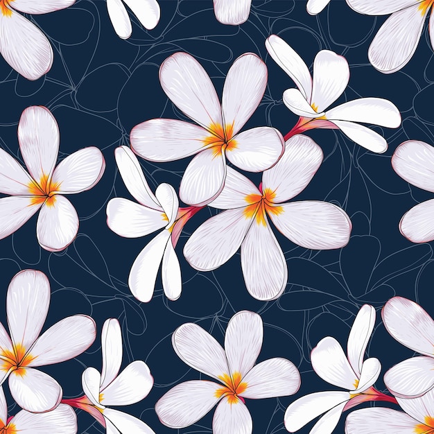 Vector seamless pattern tropical nature   with hand draw floral