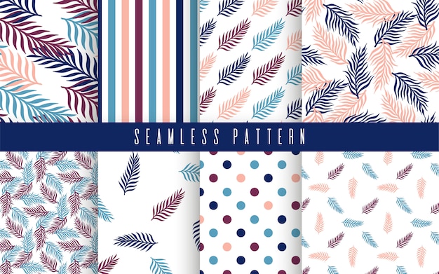 Vector seamless pattern tropical palm set. nature plants simple ornament.