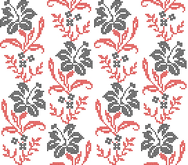 Seamless pattern of Ukrainian floral ornament in ethnic style identity vyshyvanka embroidery